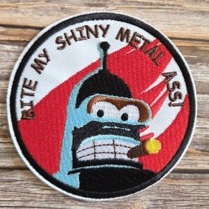 Futurama Robot Scifi Bender Bite My Shiny Metal A$$! Funny Iron on Patch